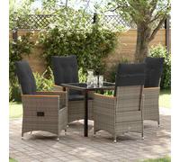 vidaXL Set da Pranzo per Giardino con cuscino 5 pcs Grigio polyrattan