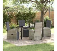 vidaXL Set da Pranzo per Giardino con cuscino 5 pcs Grigio polyrattan