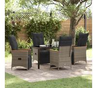 vidaXL Set da Pranzo per Giardino con cuscino 5 pcs Grigio polyrattan