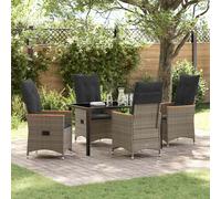 vidaXL Set da Pranzo per Giardino con cuscino 5 pcs Grigio polyrattan