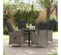 vidaXL Set da Pranzo per Giardino con cuscino 5 pcs Grigio polyrattan