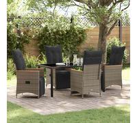 vidaXL Set da Pranzo per Giardino con cuscino 5 pcs Grigio polyrattan