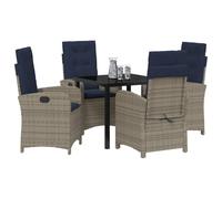 vidaXL Set di 2 sedie da Giardino reclinabili in Rattan Grigio con Cuscini e Schienale Regolabile Blu Navy, perfette per pranzi all'aperto. Ideali per Il Patio, la terrazza e Il Giardino in primaver