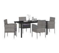 vidaXL Set da Pranzo per Giardino con cuscino 5 pcs Grigio polyrattan, Set di Mobili da Giardino e Terrazza, Moderno, Leggero e Resistente, Per Pranzi all'Aperto