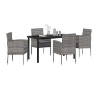 vidaXL Set da Pranzo per Giardino con cuscino 5 pcs Grigio polyrattan, Set di Mobili da Giardino e Terrazza, Moderno, Leggero e Resistente, Per Pranzi all'Aperto