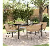 vidaXL Set da Pranzo per Giardino con cuscino 5 pcs Marrone