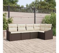 vidaXL Set da Pranzo per Giardino con cuscino 5 pcs Marrone e Crema