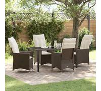 vidaXL Set da Pranzo per Giardino con cuscino 5 pcs Marrone polyrattan