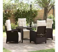 vidaXL Set da Pranzo per Giardino con cuscino 5 pcs Marrone polyrattan