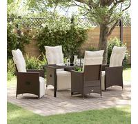 vidaXL Set da Pranzo per Giardino con cuscino 5 pcs Marrone polyrattan