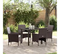 vidaXL Set da Pranzo per Giardino con cuscino 5 pcs Marrone polyrattan