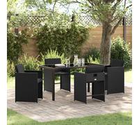 vidaXL Set da Pranzo per Giardino con cuscino 5 pcs Nero Poly Rattan