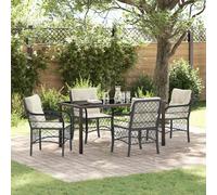 vidaXL Set da Pranzo per Giardino con cuscino 5 pcs Nero polyrattan