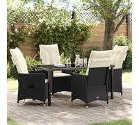 vidaXL Set da Pranzo per Giardino con cuscino 5 pcs Nero polyrattan