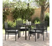 vidaXL Set da Pranzo per Giardino con cuscino 5 pcs Nero polyrattan