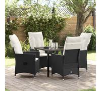 vidaXL Set da Pranzo per Giardino con cuscino 5 pcs Nero polyrattan