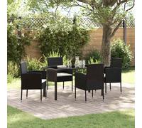 vidaXL Set da Pranzo per Giardino con cuscino 5 pcs Nero polyrattan