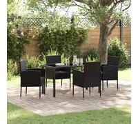 vidaXL Set da Pranzo per Giardino con cuscino 5 pcs Nero polyrattan