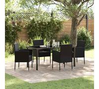 vidaXL Set da Pranzo per Giardino con cuscino 5 pcs Nero polyrattan