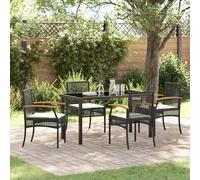 vidaXL Set da Pranzo per Giardino con cuscino 5 pcs Nero Rattan