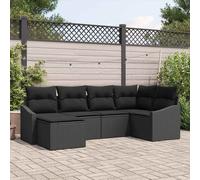 vidaXL Set da Pranzo per Giardino con cuscino 6 pcs Nero