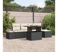 vidaXL Set da Pranzo per Giardino con cuscino 6 pcs Nero e Beige