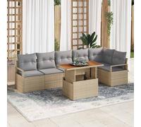 vidaXL Set da Pranzo per Giardino con cuscino 7 pcs Beige e grigio