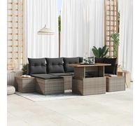 vidaXL Set da Pranzo per Giardino con cuscino 7 pcs Grigio e Marrone