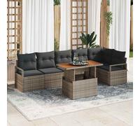 vidaXL Set da Pranzo per Giardino con cuscino 7 pcs Grigio e Marrone