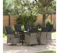 vidaXL Set da Pranzo per Giardino con cuscino 7 pcs Grigio polyrattan