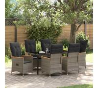 vidaXL Set da Pranzo per Giardino con cuscino 7 pcs Grigio polyrattan