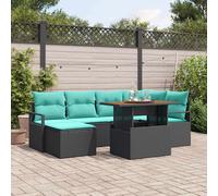 vidaXL Set da Pranzo per Giardino con cuscino 7 pcs Nero e Verde acqua, Collezione Divani Esterni, Moderni e Modulari, Set Giardino Resistente, Leggero, per Patio
