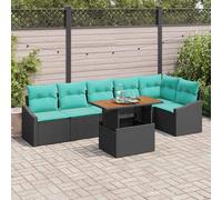 vidaXL Set da Pranzo per Giardino con cuscino 7 pcs Nero e Verde acqua