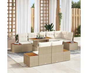 vidaXL Set da Pranzo per Giardino con cuscino 9 pcs Beige e Crema