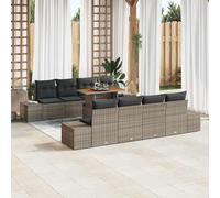 vidaXL Set da Pranzo per Giardino con cuscino 9 pcs Grigio, Marrone
