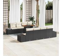 vidaXL Set da Pranzo per Giardino con cuscino 9 pcs Nero e Crema