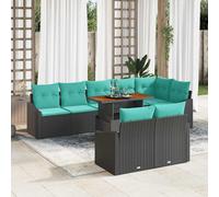 vidaXL Set da Pranzo per Giardino con cuscino 9 pcs Nero e Verde acqua
