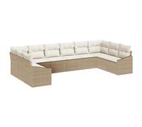 Set di divani da giardino VidaXL Set di 10 pezzi, beige rattan, poliestere