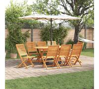 vidaXL Set da Pranzo per Giardino Pieghevole 9 pcs Marrone