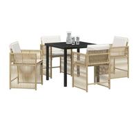 vidaXL Set da Pranzo per Il Giardino 5 Pezzi con Cuscini Beige in Rattan Sintetico. Sedie Moderne da Esterno Color Crema, perfette per Patio o Balcone. Mobili durevoli e Comodi, con Un Design da TAV