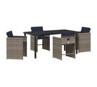 vidaXL Set da Pranzo per Il Giardino 5 Pezzi con Cuscini, Grigio, polirattan. Perfetto per l'esterno, con sedie Pieghevoli, Cuscini Lavabili e Rimovibili. Ideale per Patio, Balcone o terrazza. Resis