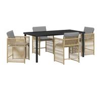vidaXL Set da Pranzo per Il Giardino 5 Pezzi con Cuscini in polirattan Beige, sedie confortabili Grigio Chiaro, Perfetto per Patio o Balcone. Mobili Resistenti e di Stile con Un Tavolo dal Design mo