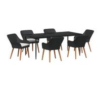 vidaXL Set da Pranzo per Il Giardino 7 Pezzi Nero in Poly Rattan | Comprende 1 Tavolo Rettangolare e 6 sedie comode e Resistenti ai Raggi UV, perfette per Gli Adulti Che vogliono divertirsi all'aper