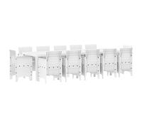 vidaXL Set da Pranzo per Il Giardino con 13 Pezzi in Rattan Sintetico Bianco, Resistente ai Raggi UV. Include Tavolo e sedie per 12 Persone, Perfetto per spazi Esterni, terrazze e Aree estive sul pa