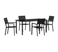 vidaXL 5-teilige Garten Essgruppe Schwarz HDPE Wetterfeste Stühle Modernes Outdoor-Möbel Leichtes Patio Tischstuhl Sitzmöbel