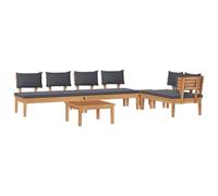 vidaXL Set da Pranzo Giardino 5 Pezzi con Cuscini in Legno Massello di Teak, Set Panchina Giardino 2 Pezzi in Legno Massello di Teak