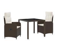 vidaXL Set da tavolo da esterno, 3 pezzi, marrone e crema, bianco, 90 x 90 x 75 cm, elegante e moderno, per esterni, in rattan, resistente alle intemperie, per il piacere all'aria aperta