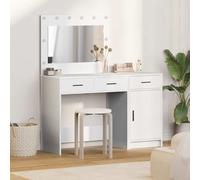 vidaXL Set da Tavolo da Trucco a 2 Pezzi con LED in Legno Ingegnerizzato Bianco