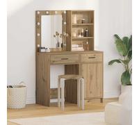 Set da tavolo da trucco con LED 2 pz Rovere artigianale