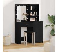 Set da tavolo da trucco con LED 2 pz Rovere Nero